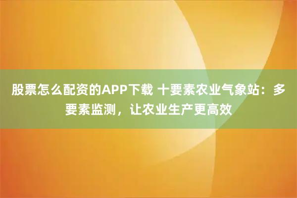 股票怎么配资的APP下载 十要素农业气象站：多要素监测，让农业生产更高效